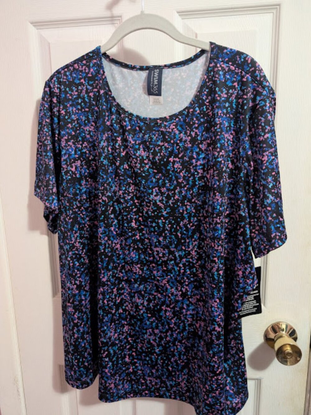 Chlorine-Resistant Crewneck Relaxed-Fit Swim Tee by Swimsuits for All  size XXL.